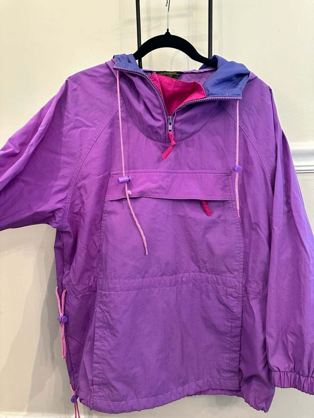 Vintage Eddie Bauer Women's M Purple Nylon Anorak Pullover Windbreaker